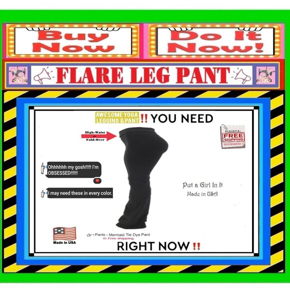 📢 BULLY High Waist➕🆒 LEGGING PANT Fold Over FLARE LEG Solid Stretch💸BUY NOW‼️ - Picture 12 of 16